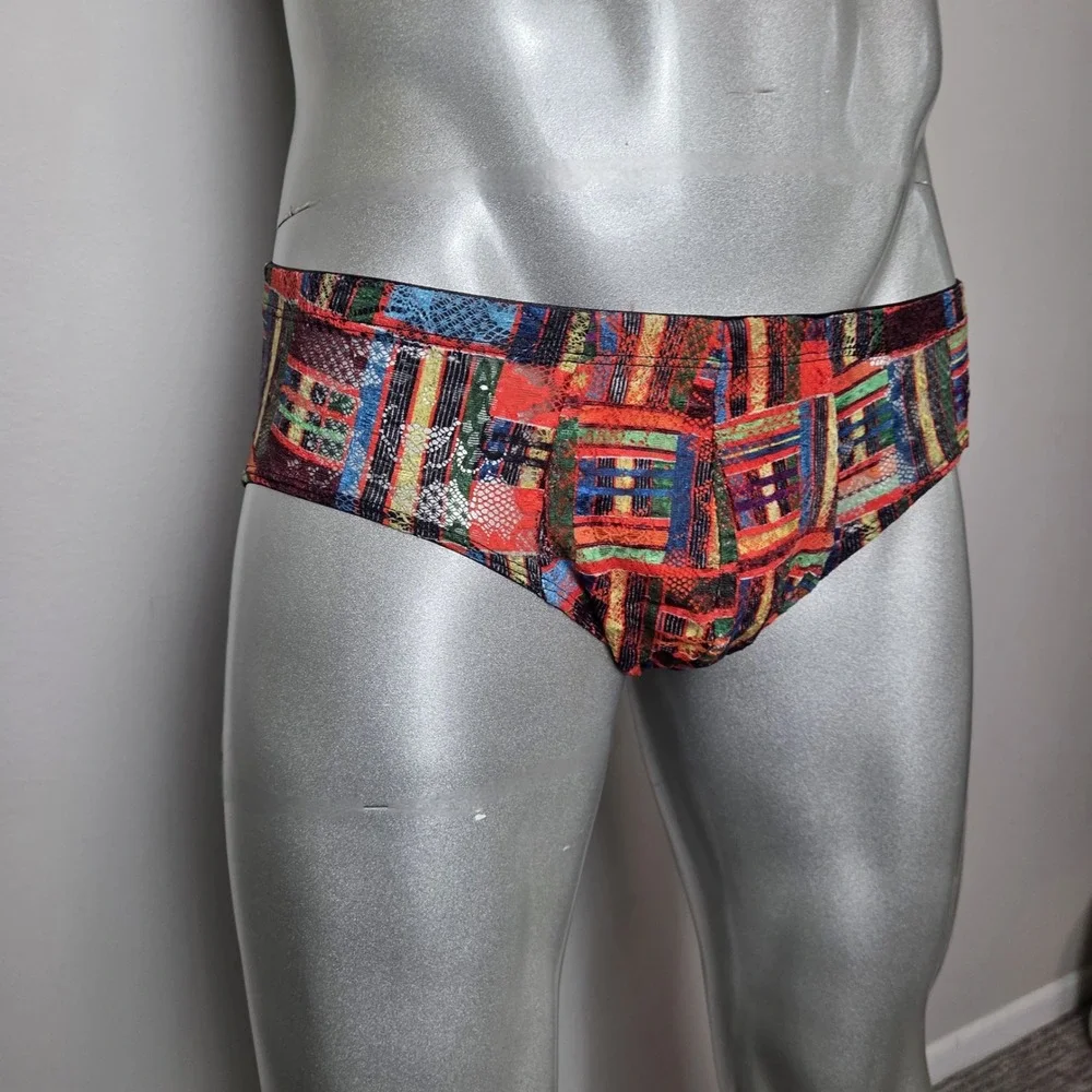 Cosabella Mens Briefs‎ Multi Color Geometric Mosaic Print Low Rise Underwear NEW
